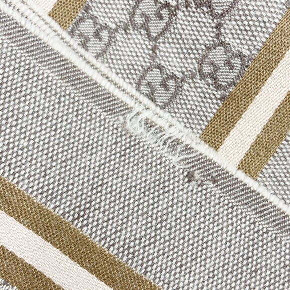 GUCCI women's full-pattern brown wool scarf - Picture 5 of 7